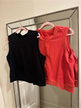 Set of 2 — Black and Coral Sleeveless Sleeveless Sweatshirts